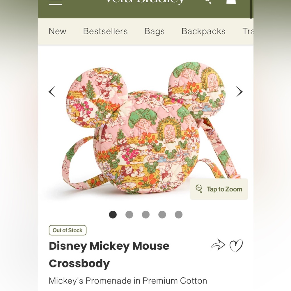 Vera Bradley Disney Mickey Mouse Crossbody Bag - in Mickey's Promenade print